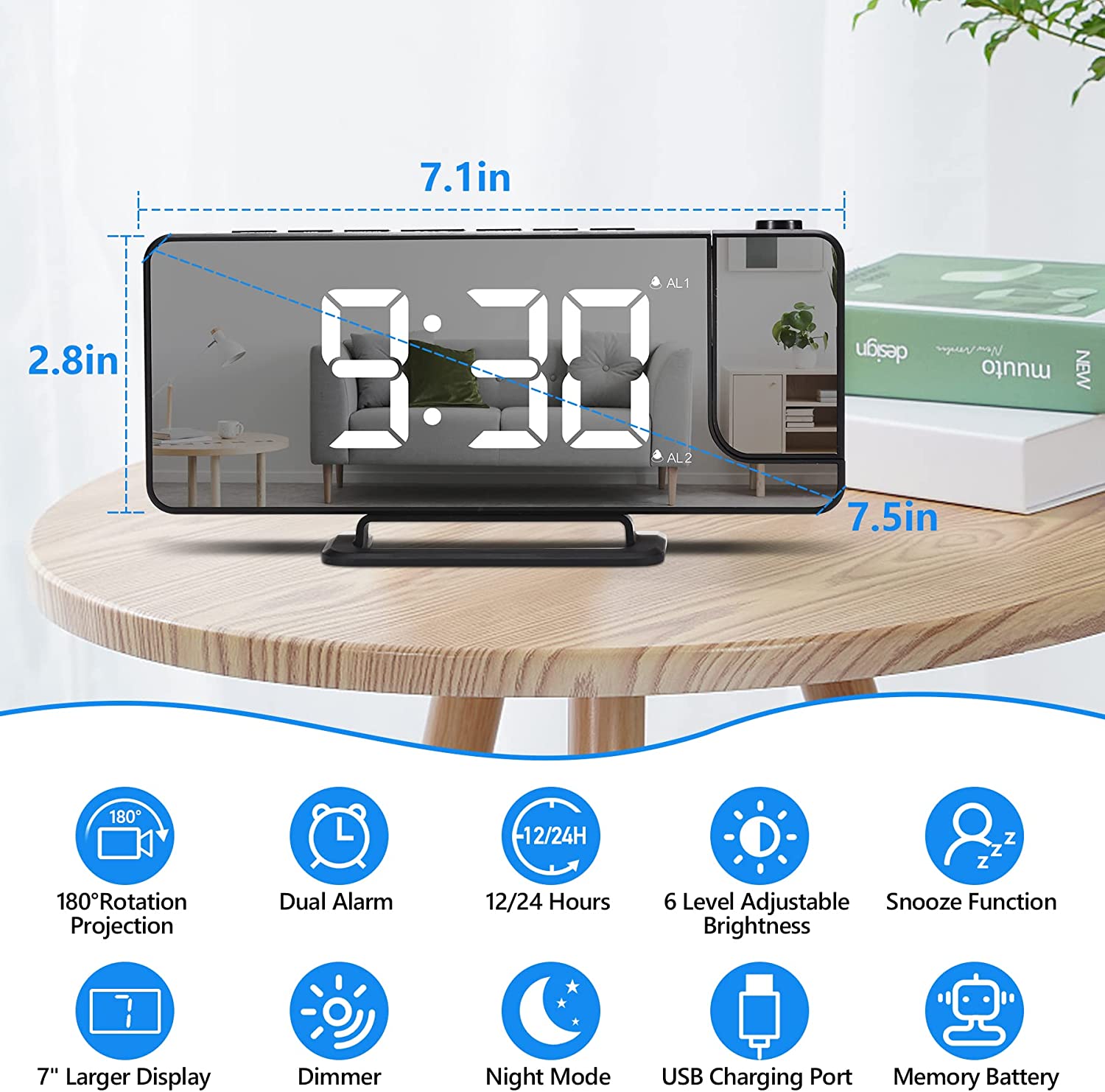 Horloge LED Porte-Clés Projection - Mini Projecteur Heure/Date - Gadget Enfant Pratique