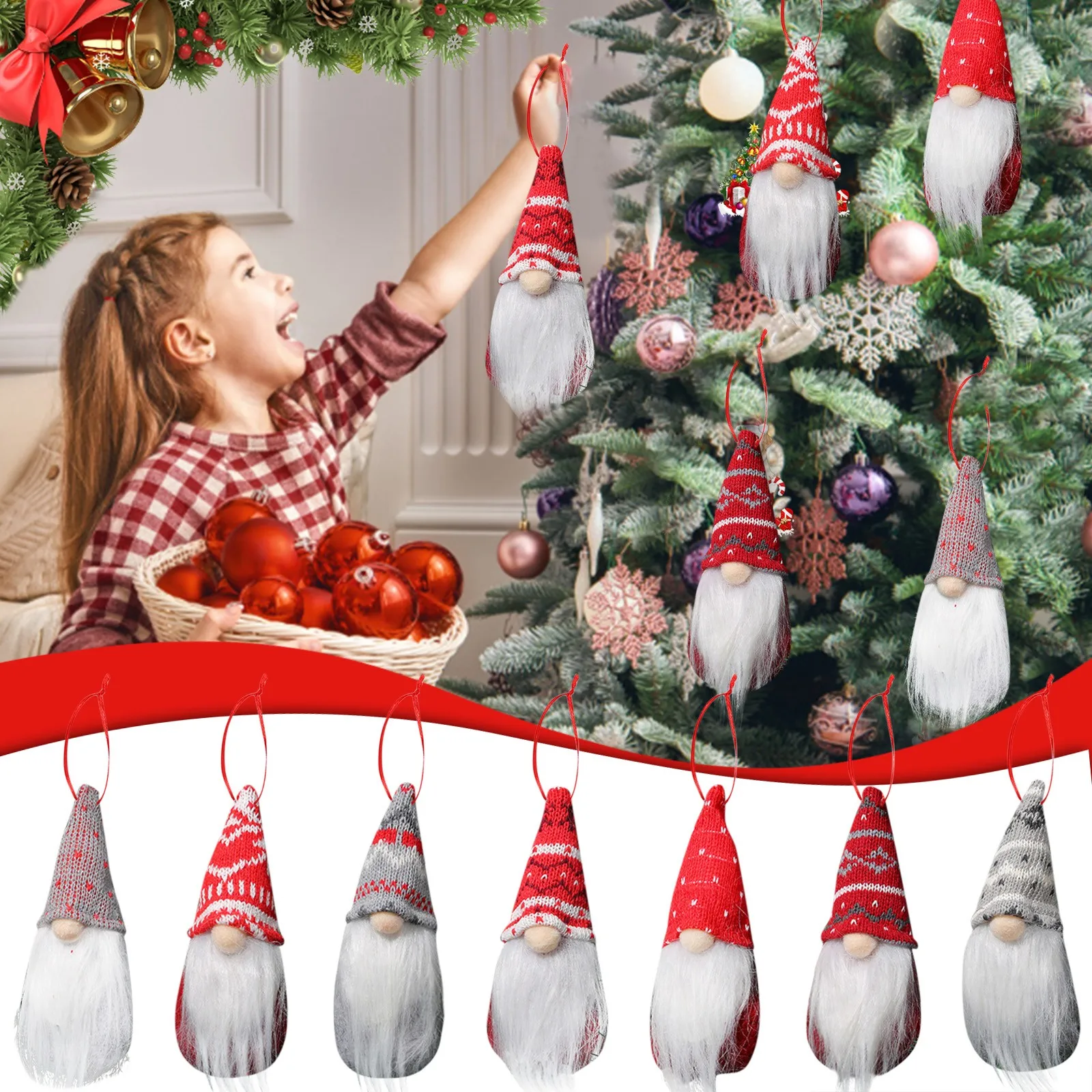Mini Xmas Tree Decorative Hanging Dolls Ornaments Pendant Christmas Home Decor 