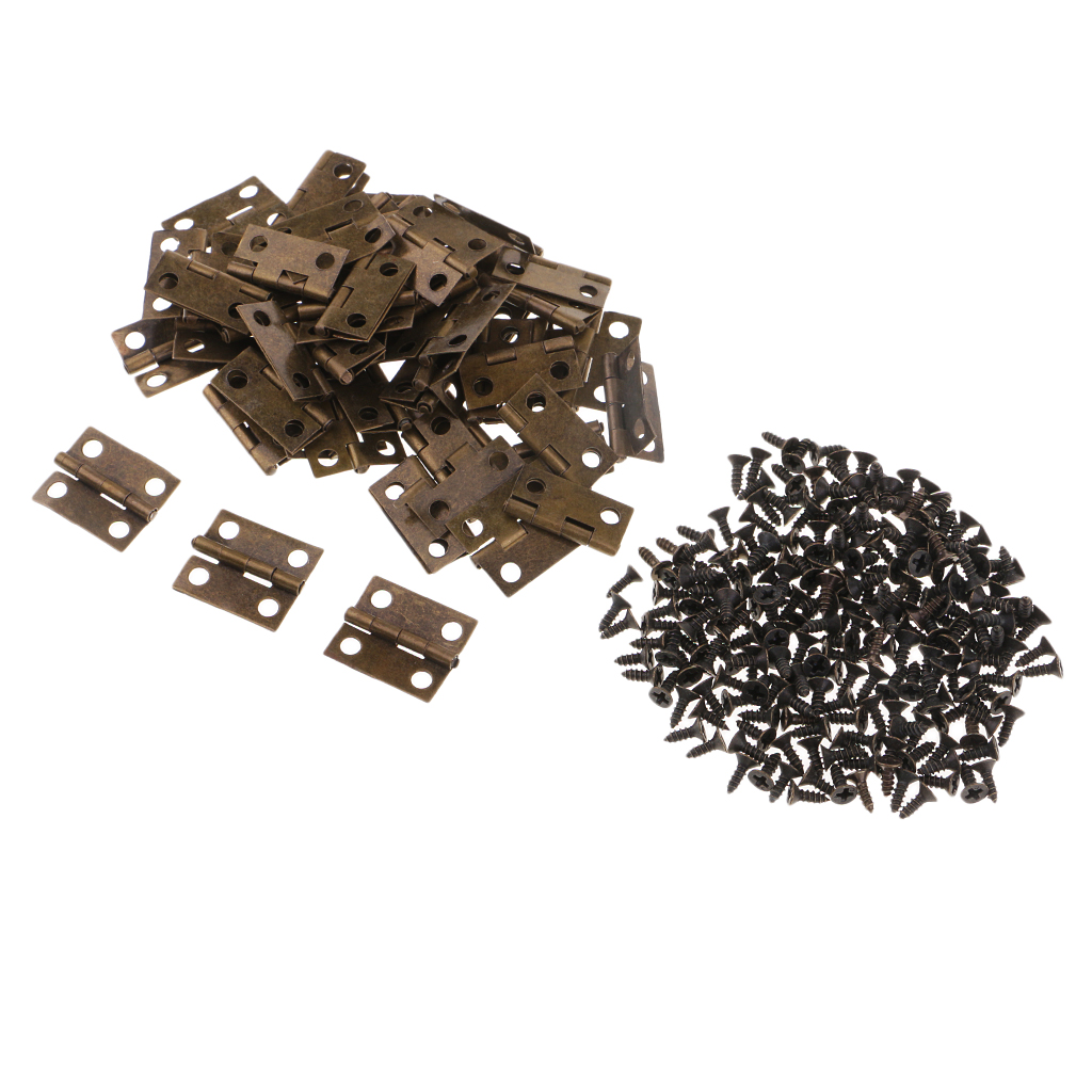 50 Pieces Antique Small Hinges Bronze Hinges with Screws for Wooden Gift Box Hinge Cabinet Drawer Jewelry Boxes Chest Dresser