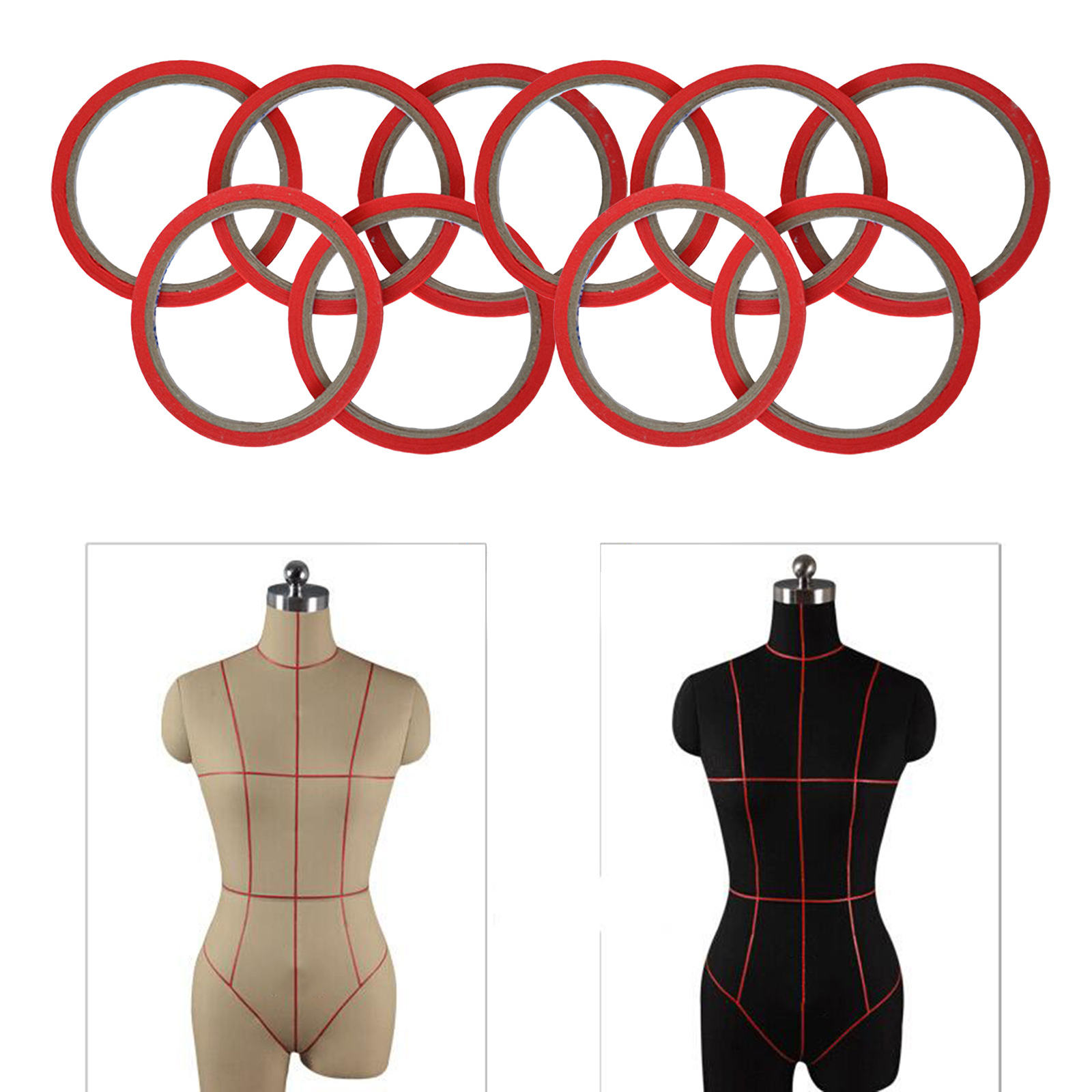 10 Rolls Draping Tape Arts Art Artist Tape Self-Adhesive Graphic Chart Tape for Art Board Pattern Making Dress Forms