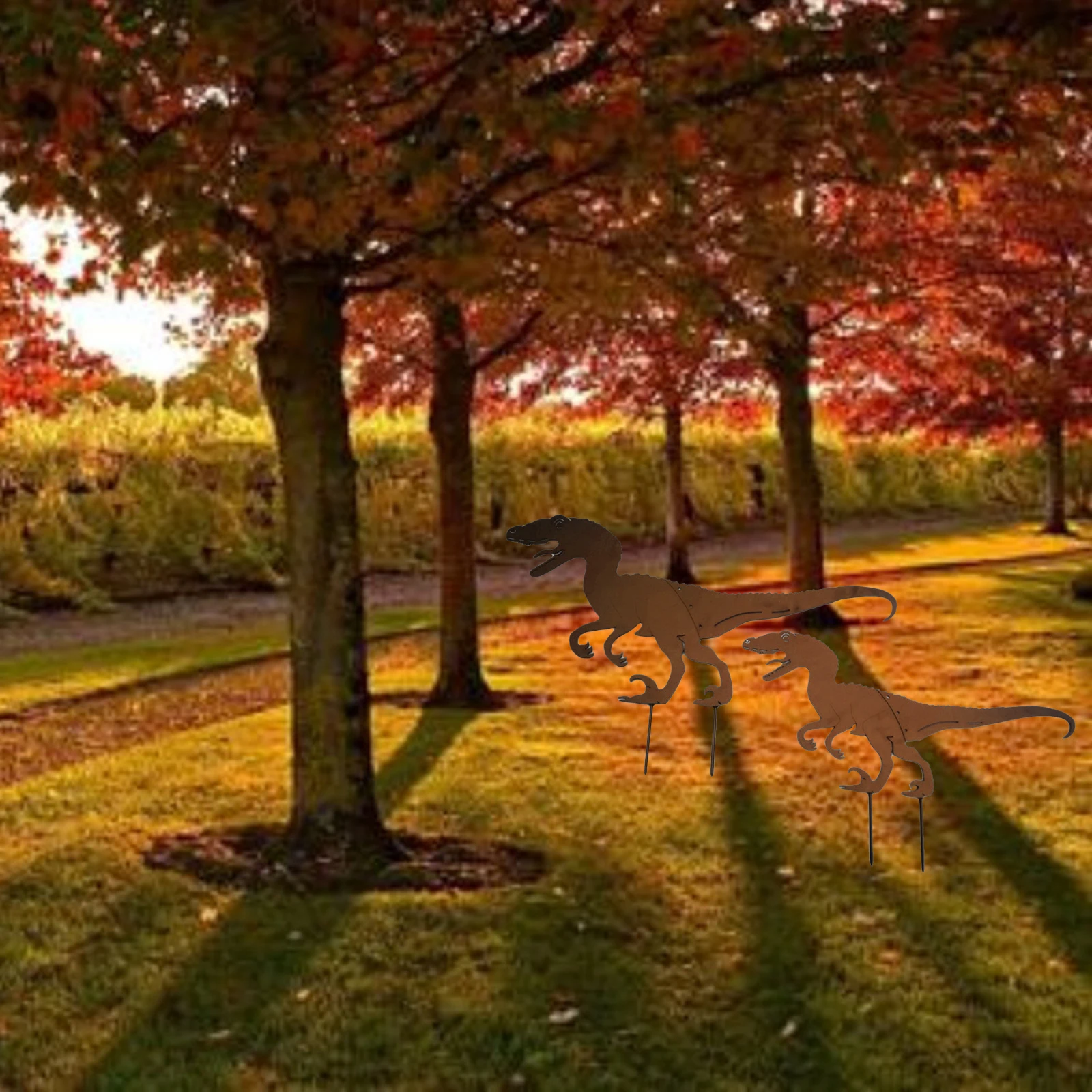 Dinosaur Silhouette Garden Stake Animal Yard Decor Garden Art Lawn Ornaments