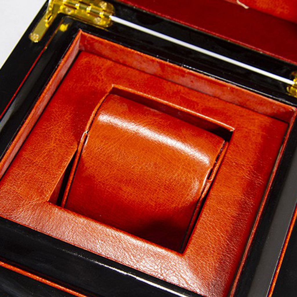 Square Red Wooden Wooden Watch Box Single Gird Wristwatch Display Showcase