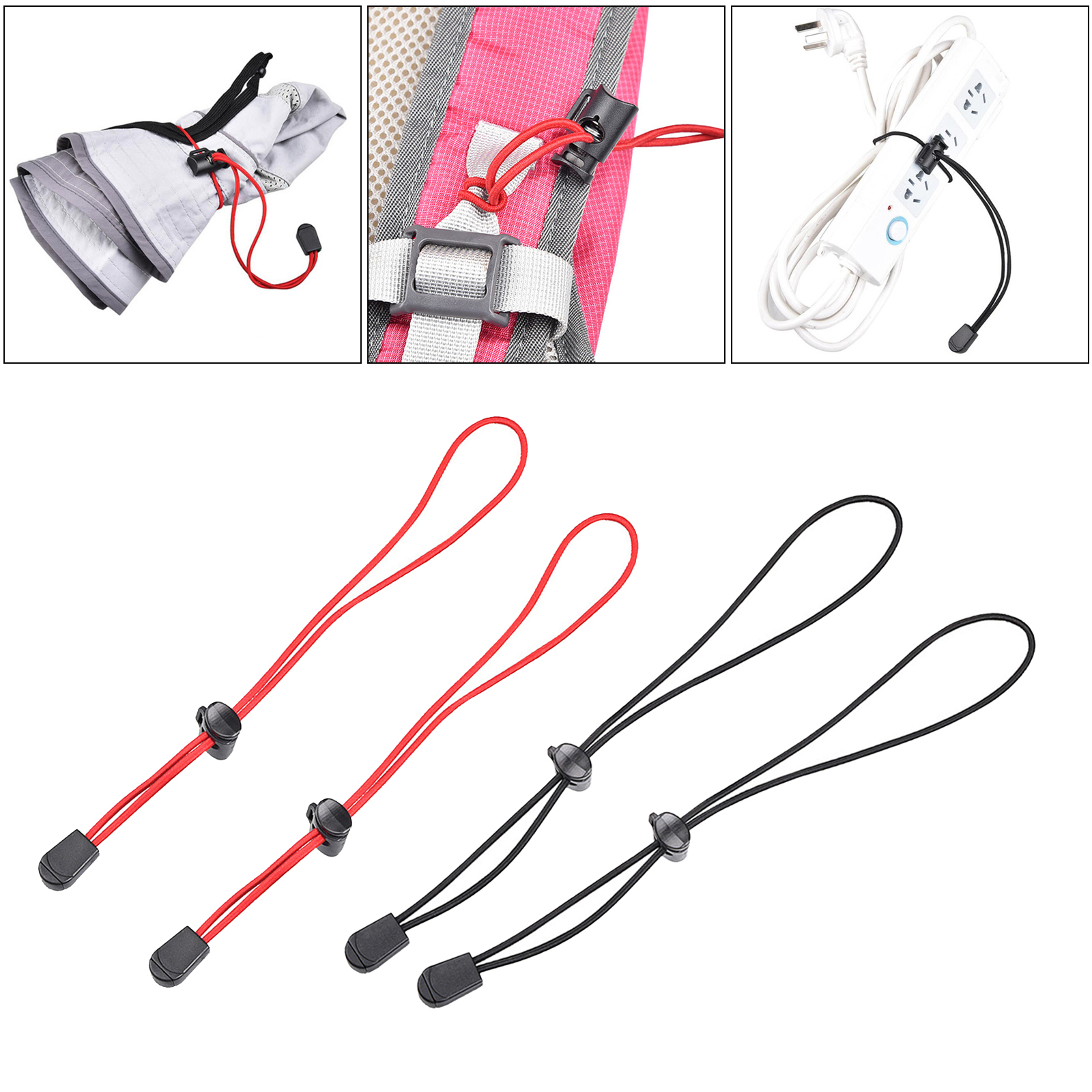 2pcs Adjustable Durable Elastic Cord 26cm Camping Hiking Walking Sticks Trekking Pole Tie Downs Holder 10'' Elastic Rope