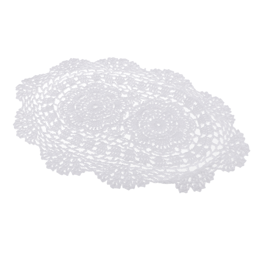 Lace Doily Crochet Doily Tablecloth Handmade Full Crochet Doily Coasters - 100% Cotton, Oval, White