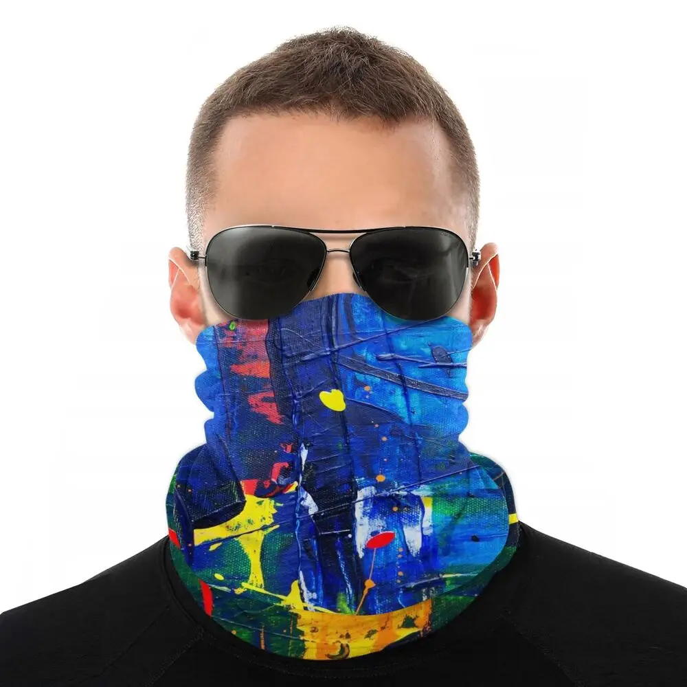 head wraps for men Textured Colorful Paint Scarf Neck Face Mask Unisex Halloween Neck Gaiter Neck Bandana Versatility Headband Cycling Hiking paul smith scarves