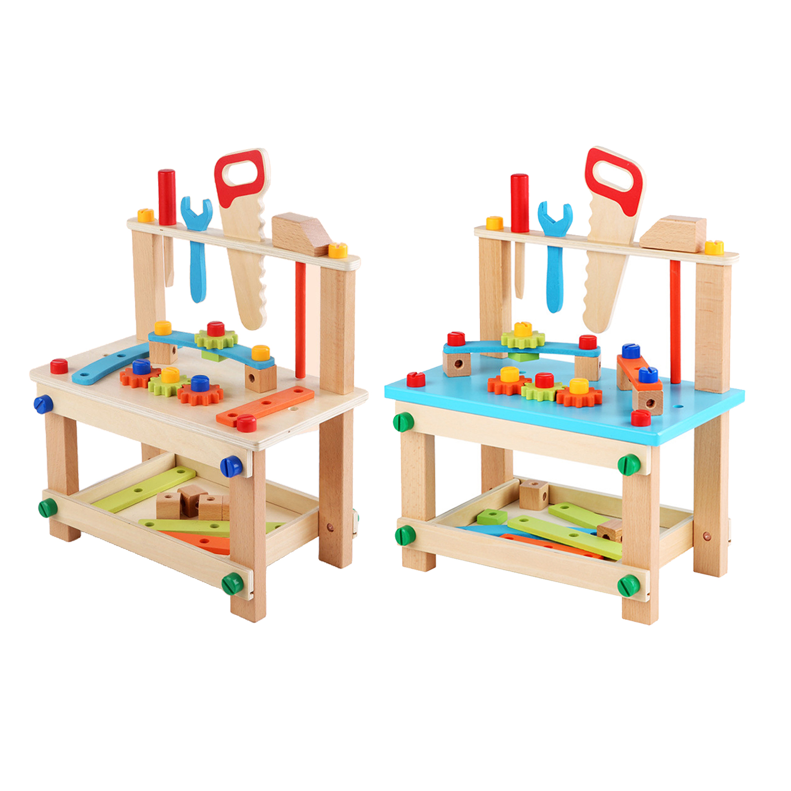 Solid Wood Tool Stand Set for Toddlers and Kids, Wooden Workbench Toy Birthday Gift for Boys Girls for 3 Year Old and Up