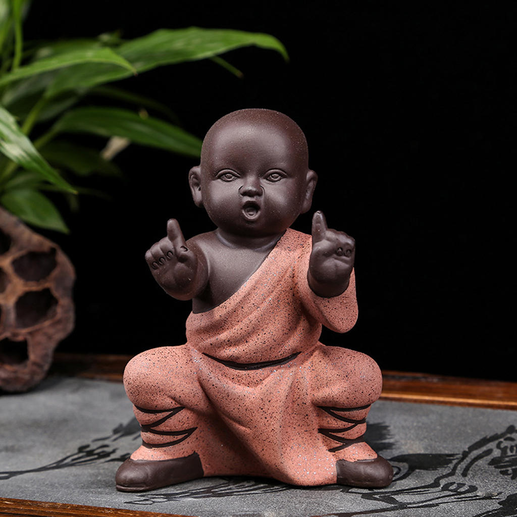 Small Monk Statue Chinese Kungfu Fingurines Home Office Desktop Sculpture Abstract Art Craft Decoration Gift