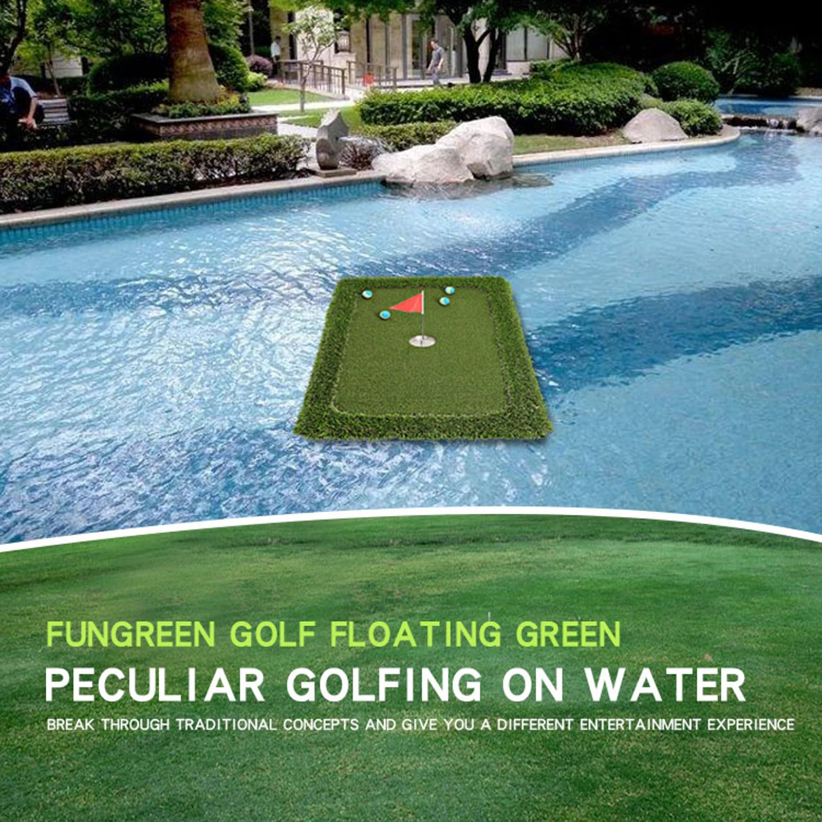 Floating Golf Putting Green Trainer Practice Mat Indoor Swimming Pool Sports