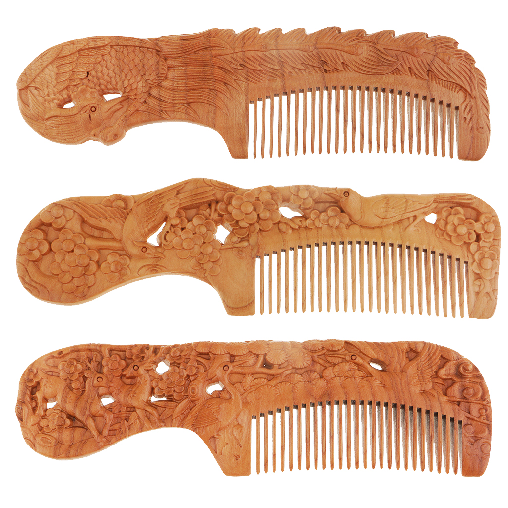 Handmade Wooden Comb Anti-Static Fine Tooth Comb Care Comb for Kids&Adults