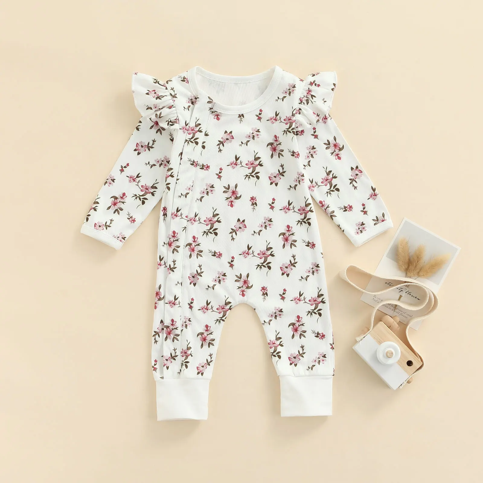 vintage Baby Bodysuits Infant Baby Girls Romper, Long Sleeve Round Neck Floral Print Knitting Fall Toddlers Jumpsuit Spring Autumn baby bodysuit dress