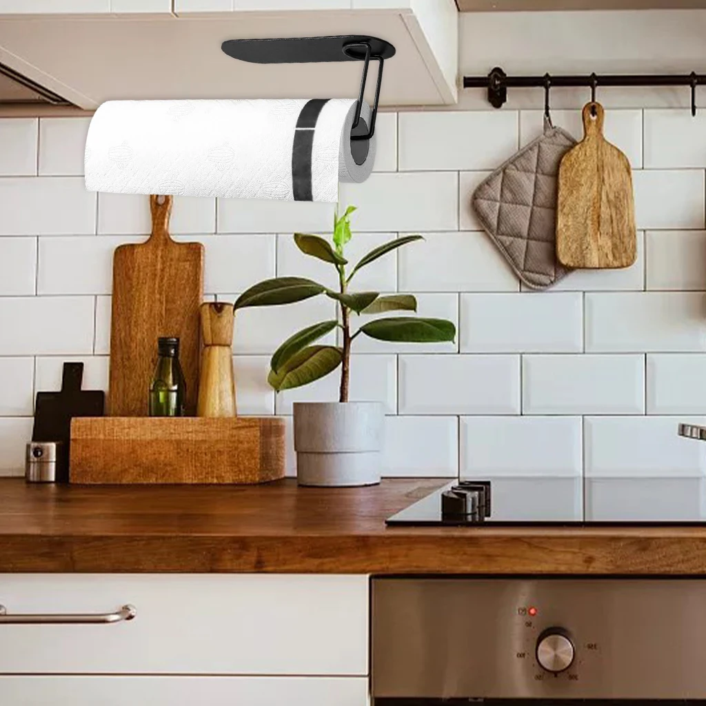 Hanging Paper Holder Towel Dispenser Rack under Cabinet Rustproof Hanging Decor Bathroom Kitchen Toilet
