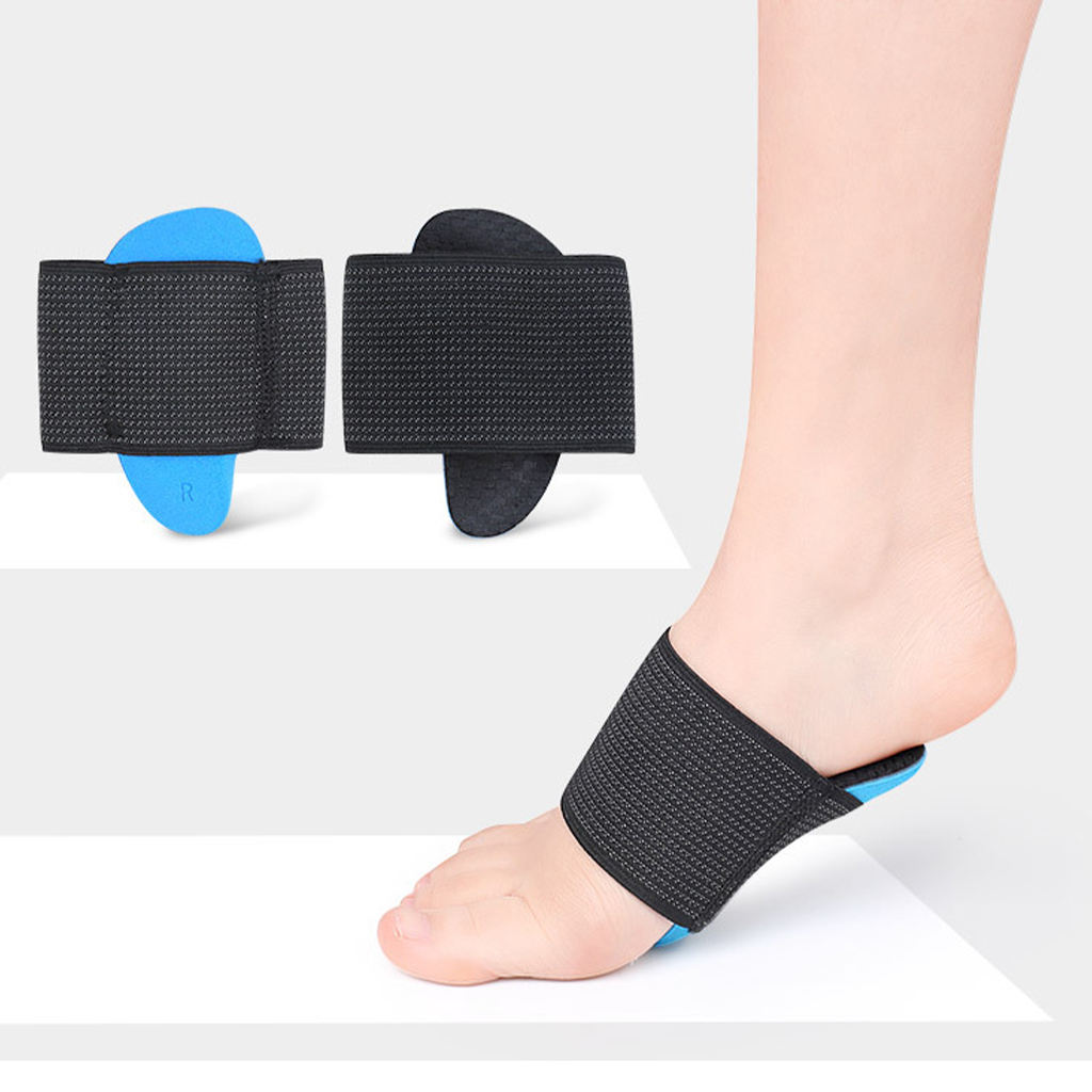 2Pcs Arch Support Brace Self-Adhesive Black Support Insoles Orthotic Pad for Men Women Plantar Problems Heel Fatigue Flat Foot