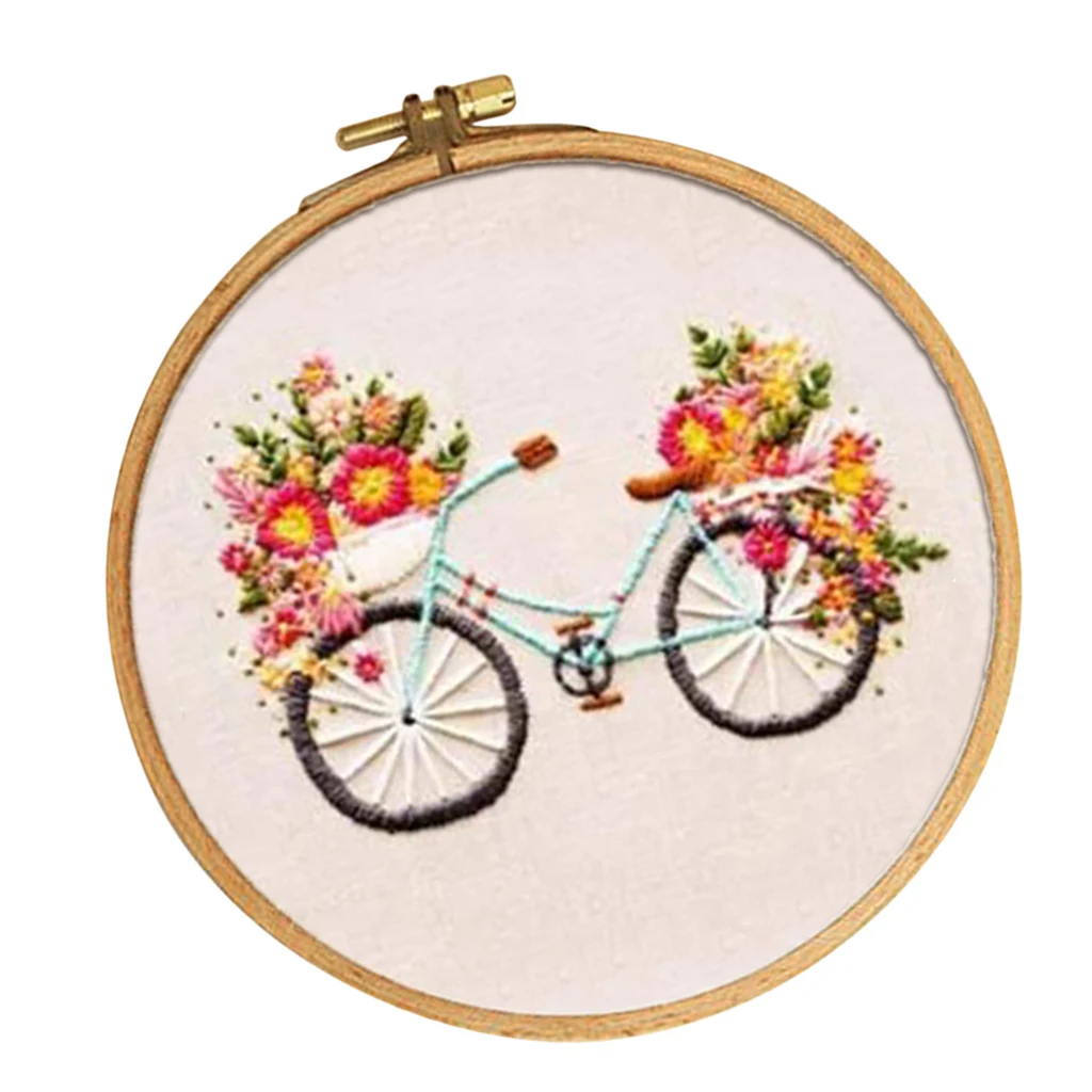 Full Range of Embroidery Starter Kits with Pattern Including Embroidery Cloth, Threads, Needles and Hoop