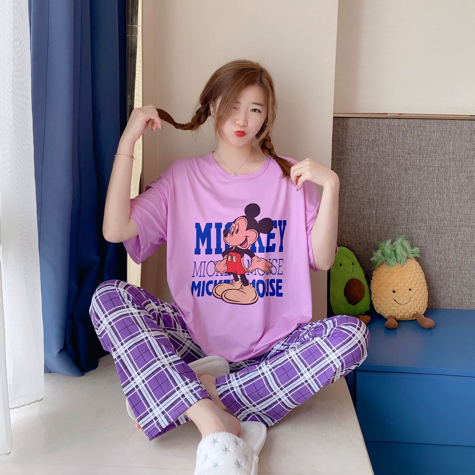 Originais da Disney Minnie e Mickey Calças de Manga Curta de Verão para Casa Pijamas Winnie Pooh Dumbo The 8 winnie the pooh dumbo, calças de manga curta, de verão, para casa