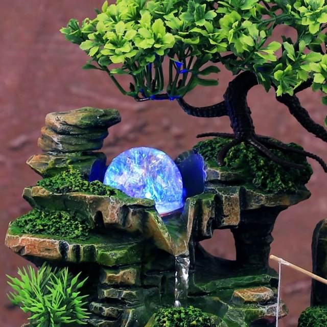 Fontaine D'intérieur Avec Brumisation Et LED - Décoration Table, Effet Cascade, Humidificateur D'air