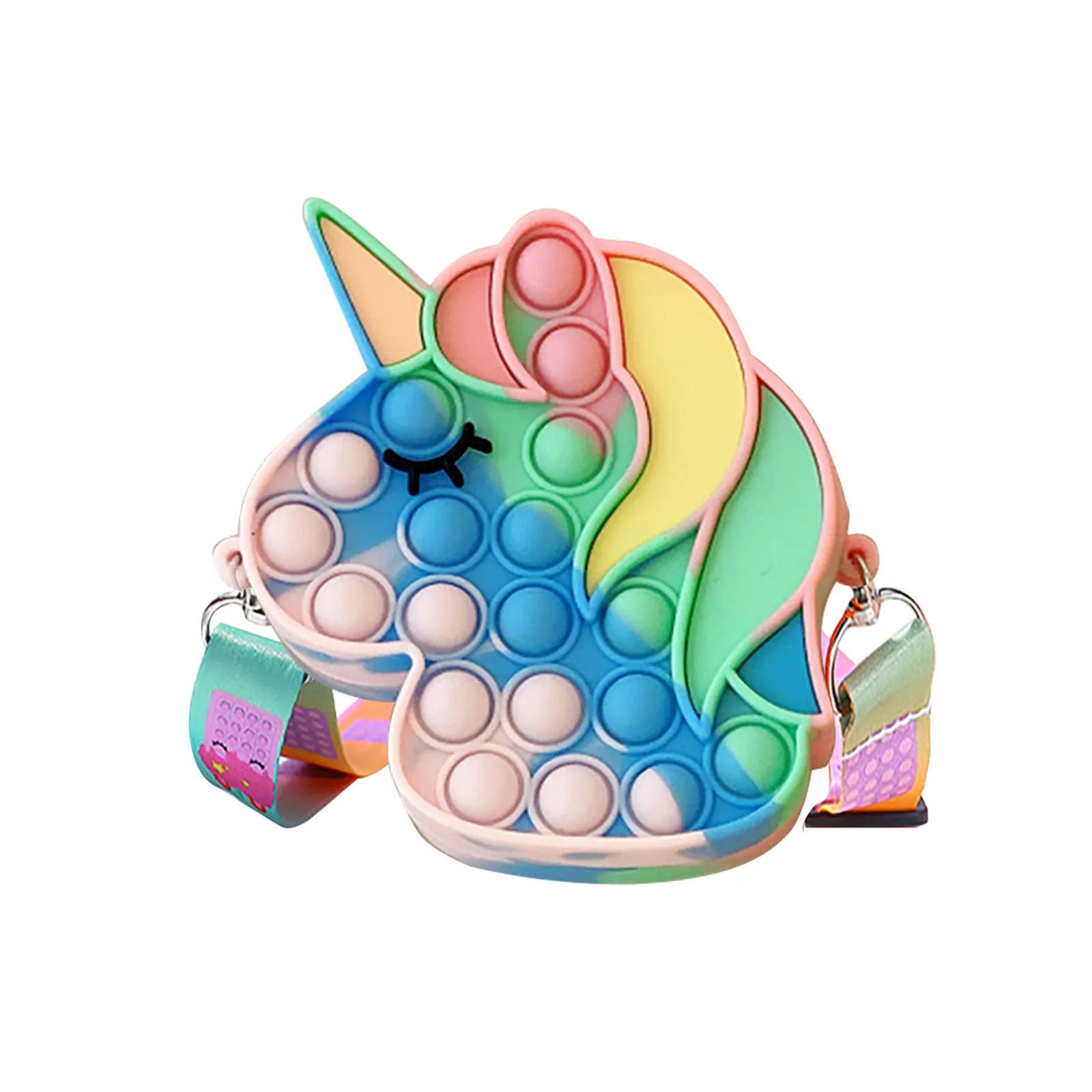 stress squeeze toy Rainbow Poppet Push Bubbles Toy Unicorn Kawaii Coin Purse Children Wallet Ladies Bag Silica Gel Simple Dimple Fidget Toy dna stress ball