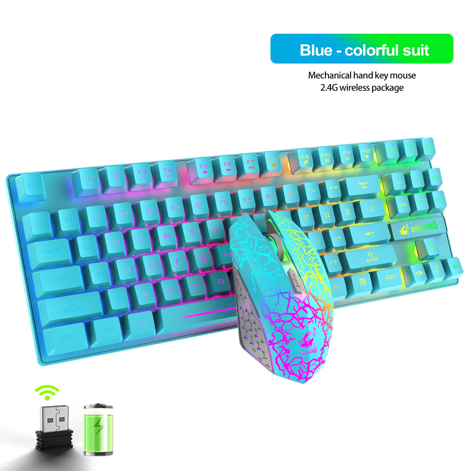 Gaming 2.4G Wireless Backlit Keyboard & Mouse Set Rechargeable