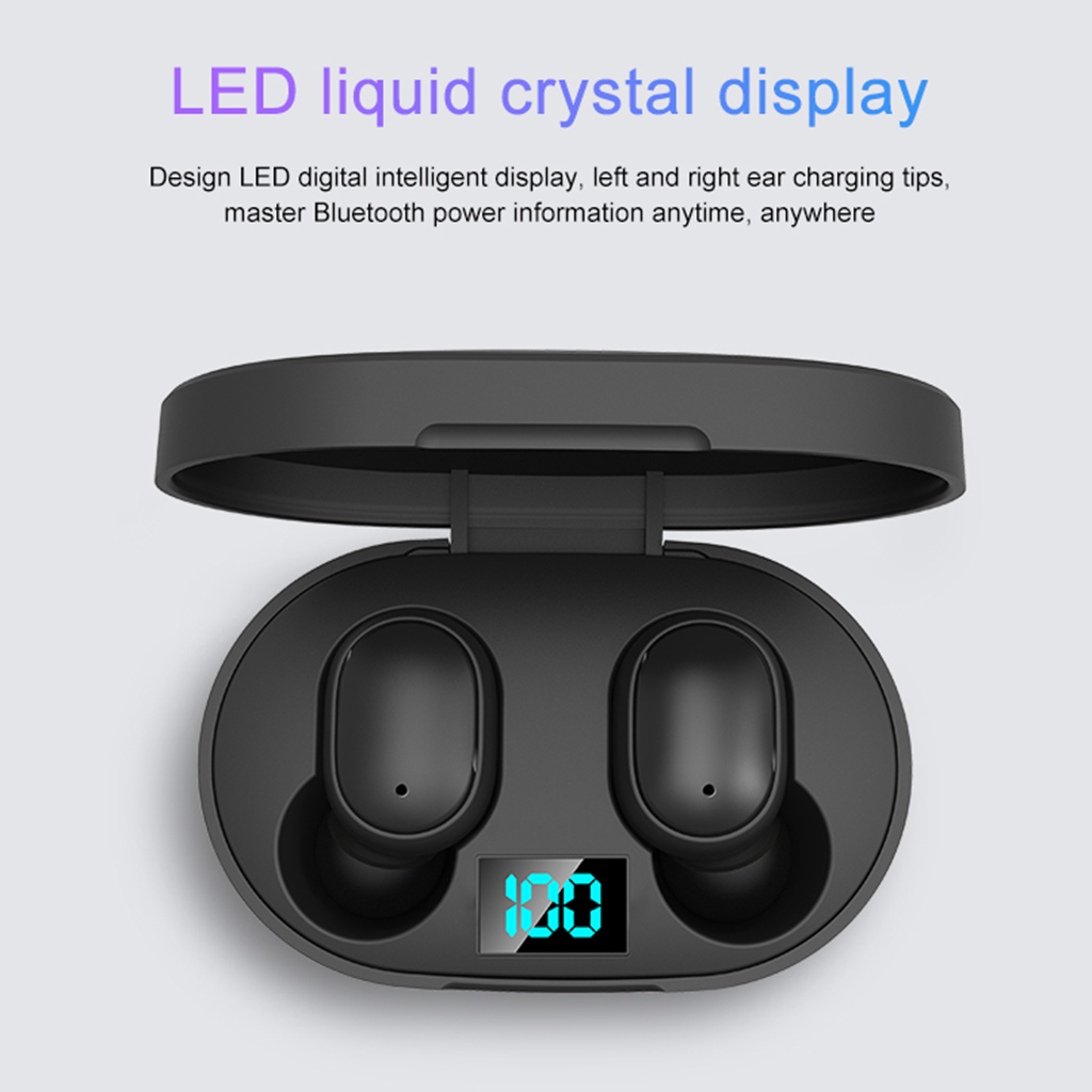 2021 New E6s Bluetooth Headset Smart Digital Display Wireless Mini HIFI Headphones Stereo in-Ear Waterproof Sports Earphone