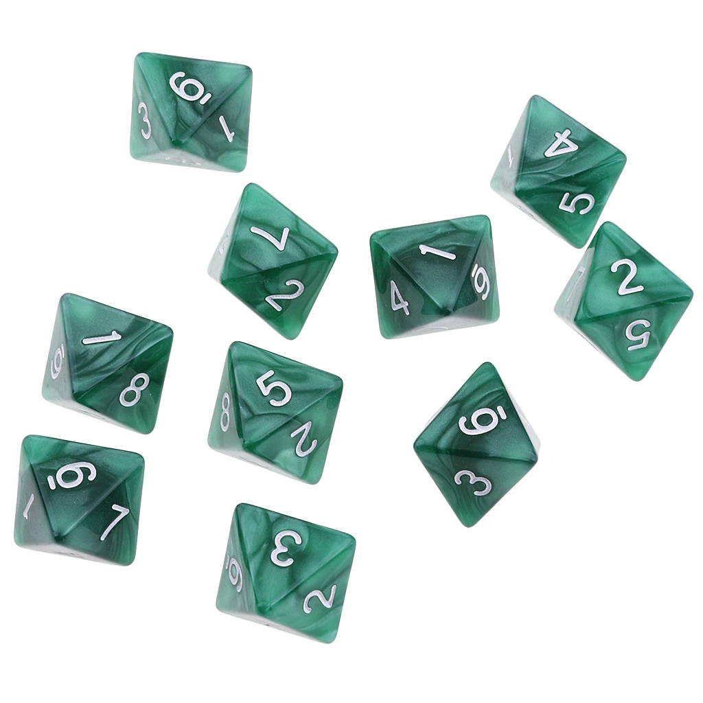 10 Pcs 8 Sided Dice Set Colored Acrylic for  Dice MTG DND RPG Dice Table Games or Education Supplies
