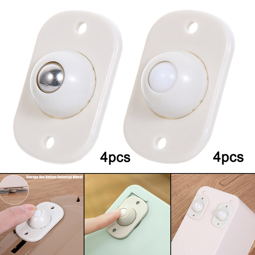 4 Pieces Storage Box Adhesive Pulley Wheels Trash Can Paste Wheels Steel Ball