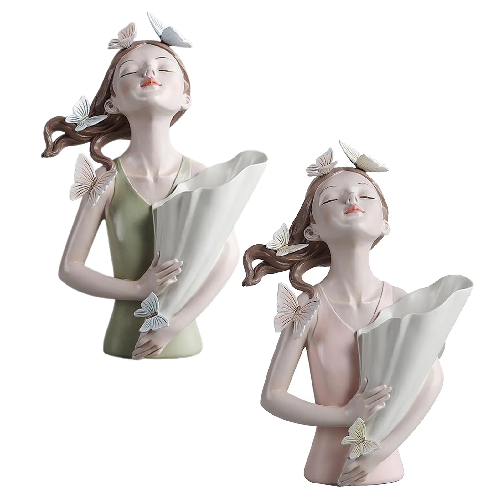 Nordic Butterfly Fairy Girl Dry Flower Vase Pot Minimalism Art Decoration , Home Centerpieces Resin Figurines Statues