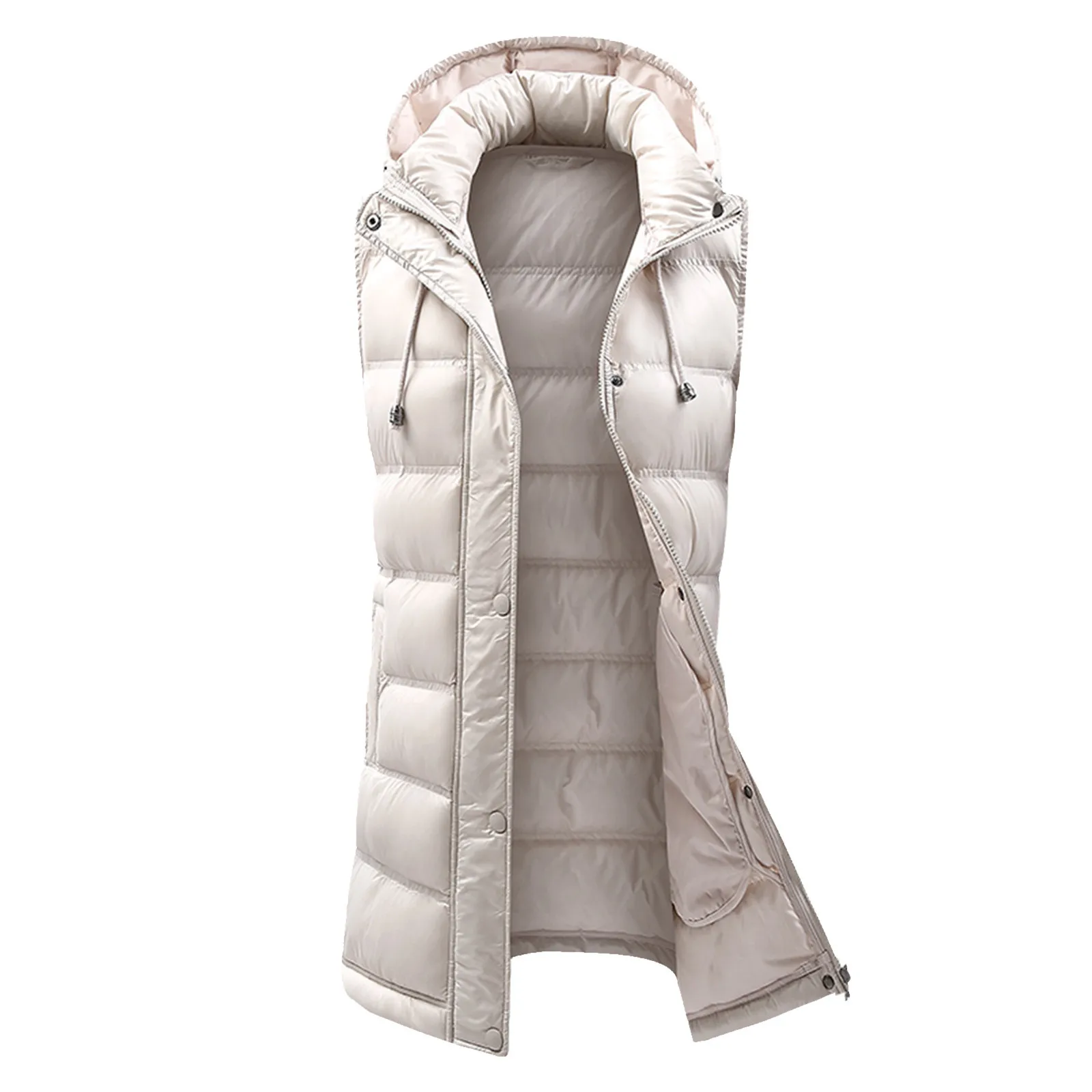2021 Winter Women Cotton Down Vest Femme Hooded Sleeveless Warm Down Coat Vest New Fashion Outerwear Casual Ladies Padded Jacket