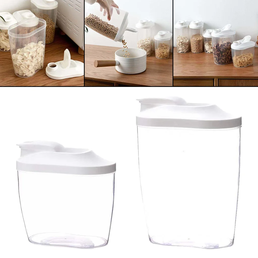 Clear Plastic Cereal Storage Container Flip Open Lid Pasta Rice Dry Food