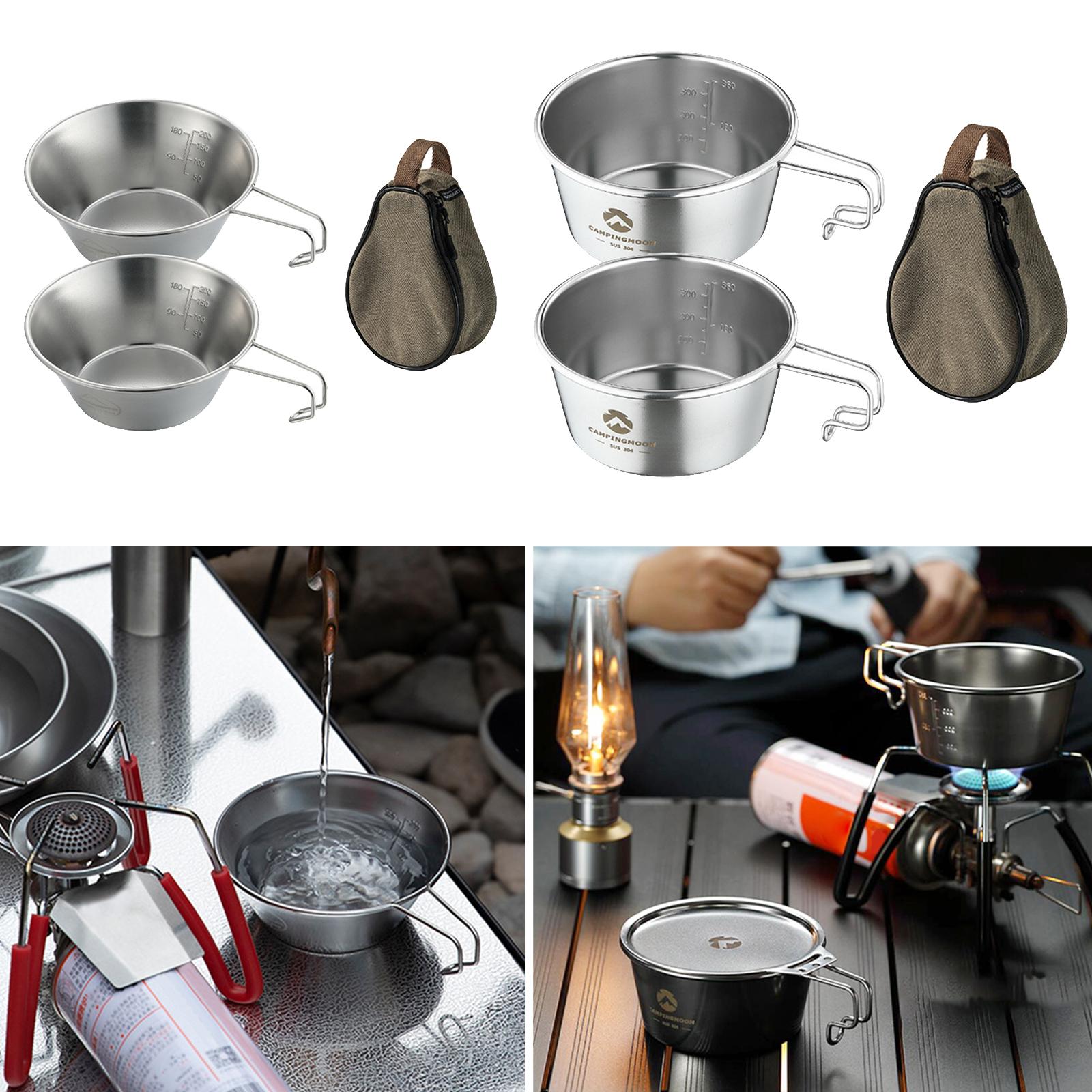 2Pcs Camping Bowls Kitchen Utensils with Storage Bag, Outdoor Dinnerware Adventure Camp Picnic Dishes Mix Pan for Snacks