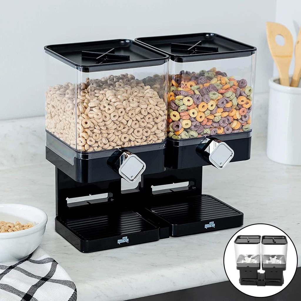 2 in 1 Cereals Dispenser Press Grain Storage Tank Dry Food Organizer Rice Dispenser for Home and Kitchen