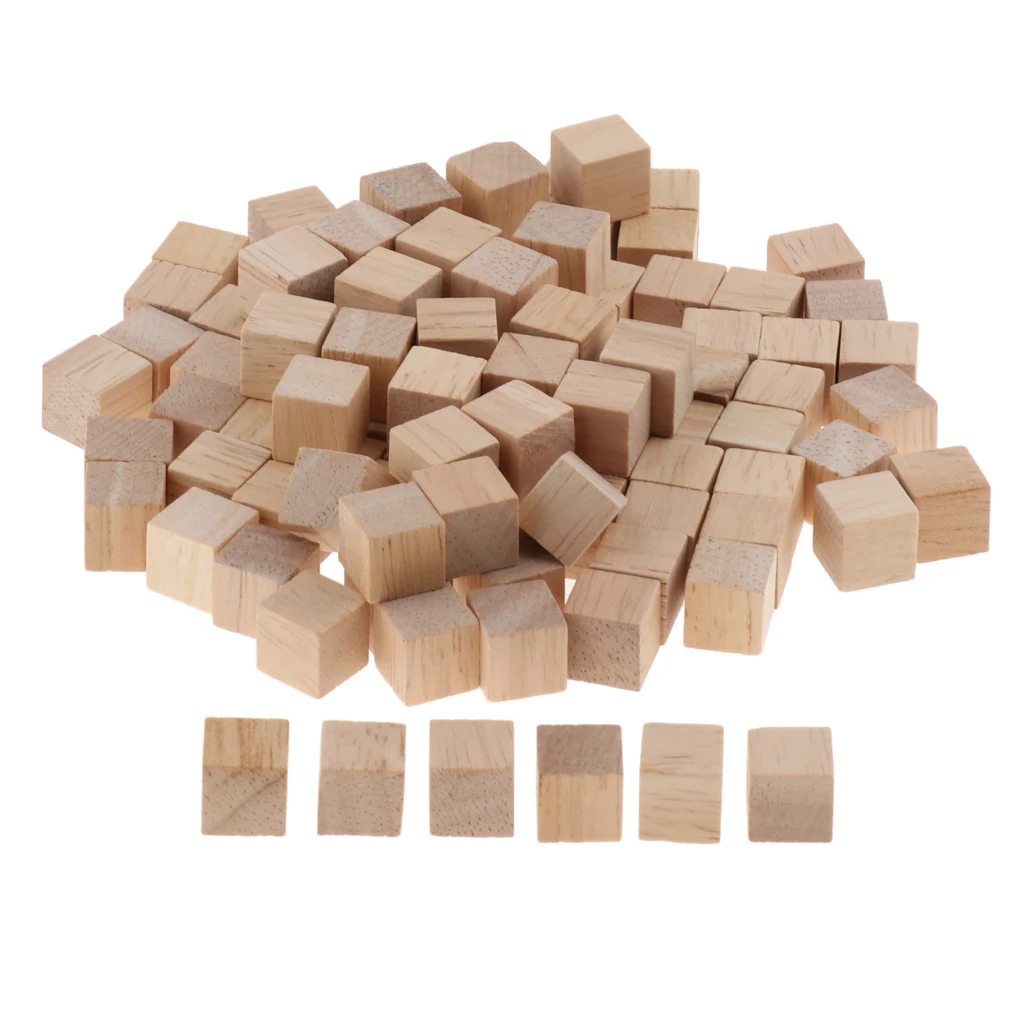 100 Pieces Blank Dice Wooden Dice Empty Dice Blocks for All DIY