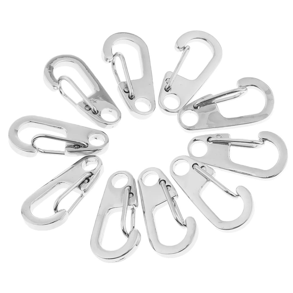 10Pcs Outdoor Mini Alloy Key Buckle Snap Spring Clip Hook Carabiner Keychain 26mm