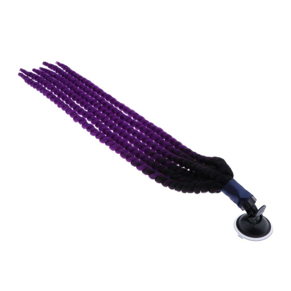 Hand-made Helmet Braids / Ponytail Motorcycle Helmet Wig Hair Purple