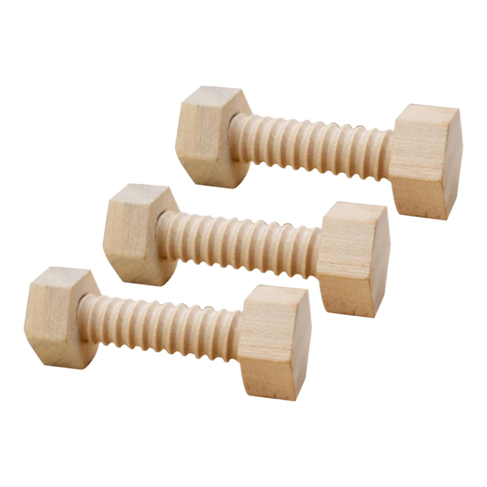 3Pcs Kids Educational Toys Assembling Wooden Toy Wood Screw Nut Hands-on Toy