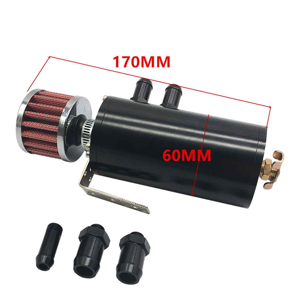 Aluminum 2 Port Oil Catch Can Reservoir Tank W/ Breather Filter Baffled
