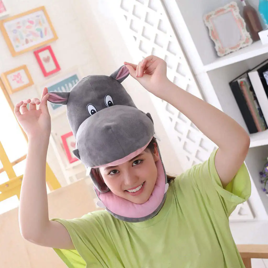 Cute Animal Plush Hat Hippo Headdress Novelty Party Dress Up Costume Prop