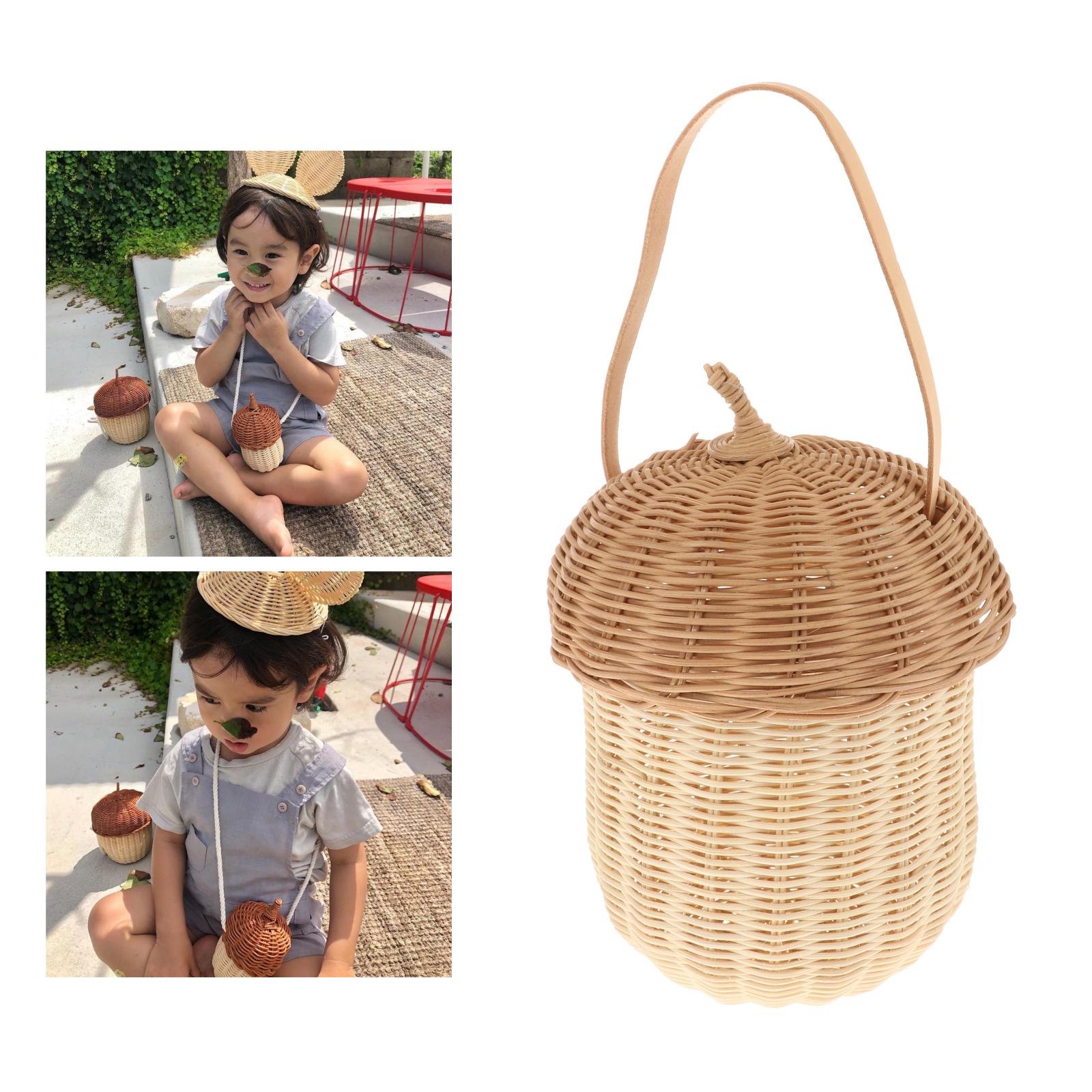 Straw Purse Handbag Women Pine Cones Rattan Bags Beach Travel Basket Tote