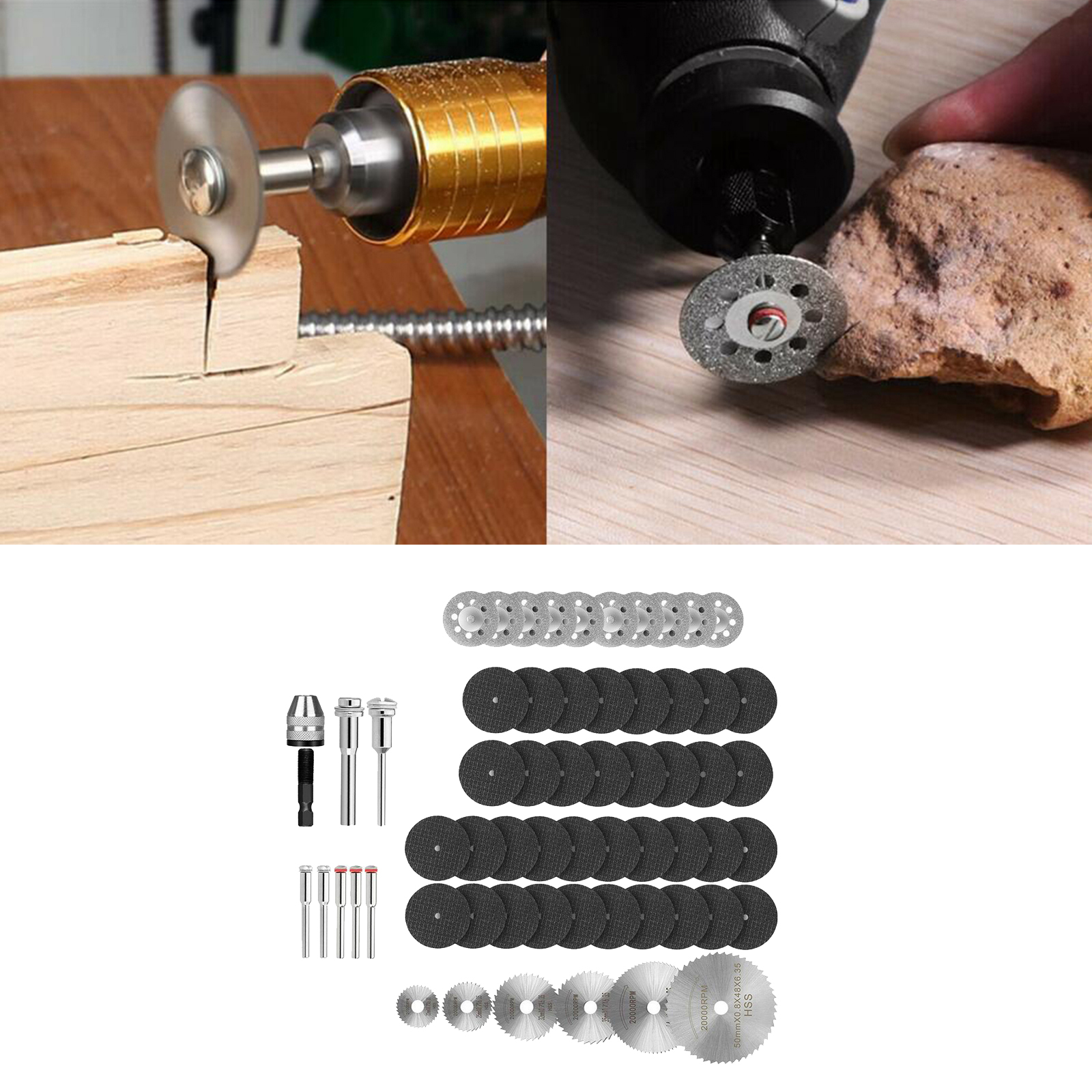 Diamond Cutting Wheel (22/25/32/35/44/50mm) with Mandrel And HSS Saw Blade