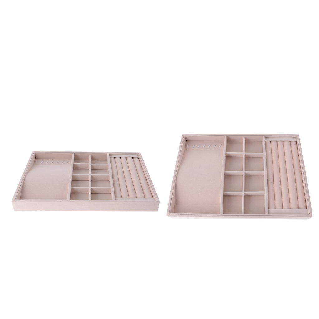 2 x Jewel Ring Earring Necklace Display Organizer Box Tray Storage Showcase