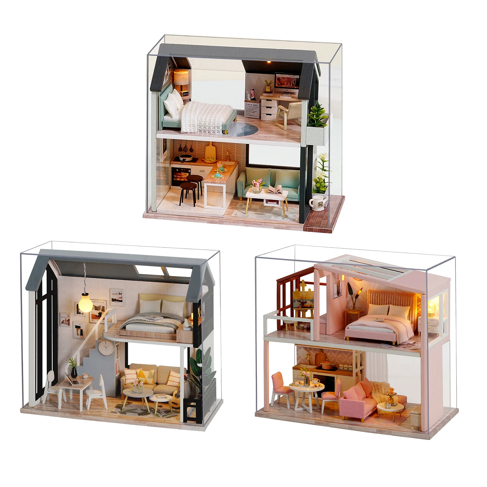 1:24 Doll House DIY Miniature with Furniture Assemble Dollhouse Kit