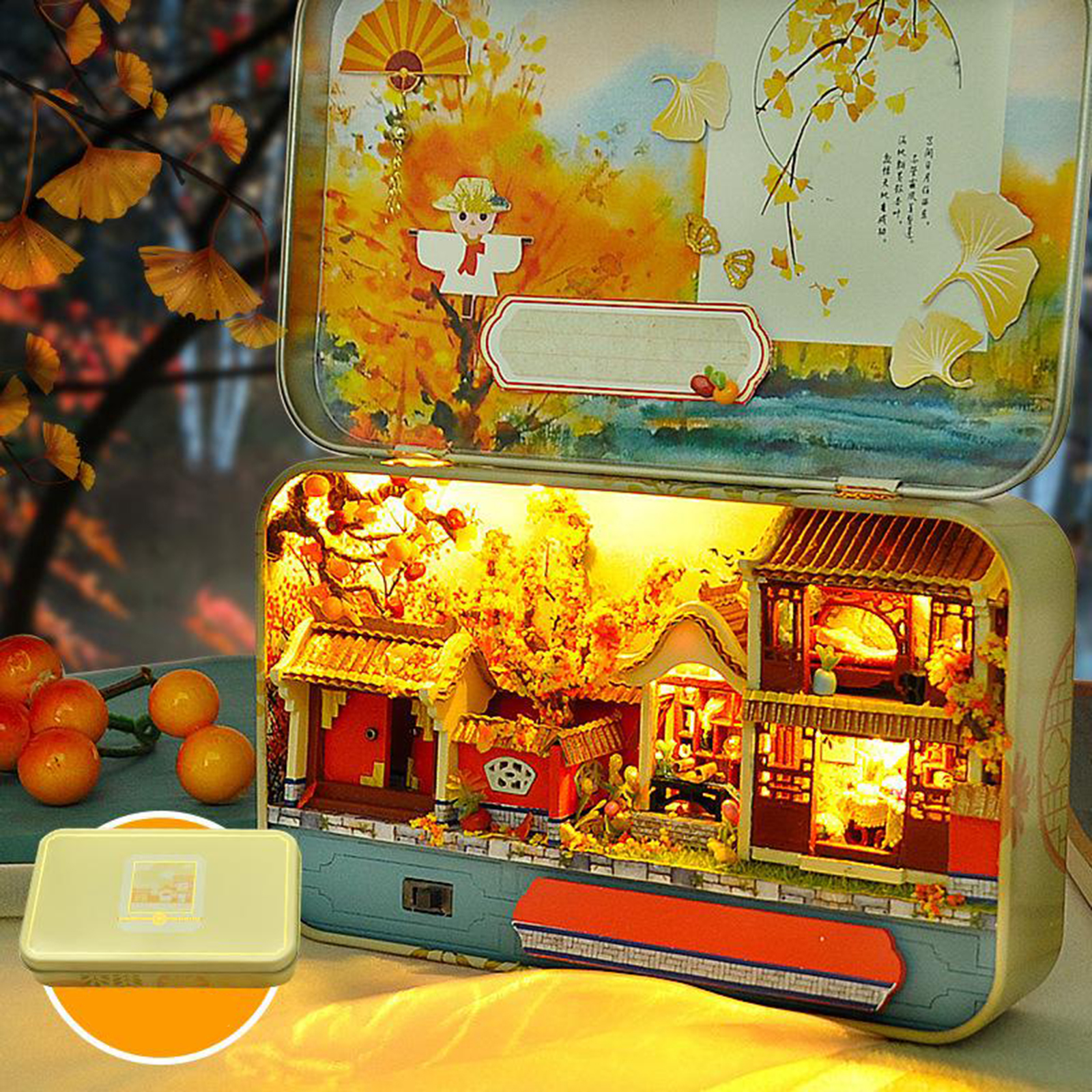 DIY Theatre Dollhouse Creative Autumn Maple Cottage Puzzles Kit Box Gift