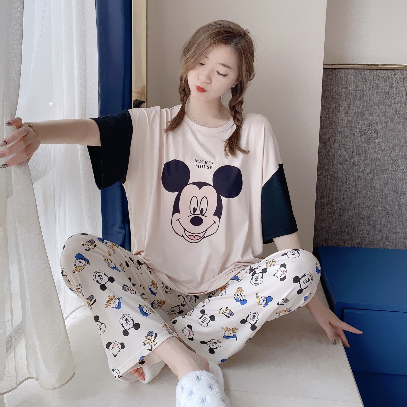 Originais da Disney Minnie e Mickey Calças de Manga Curta de Verão para Casa Pijamas Winnie Pooh Dumbo The 3 Cheap Camisetas