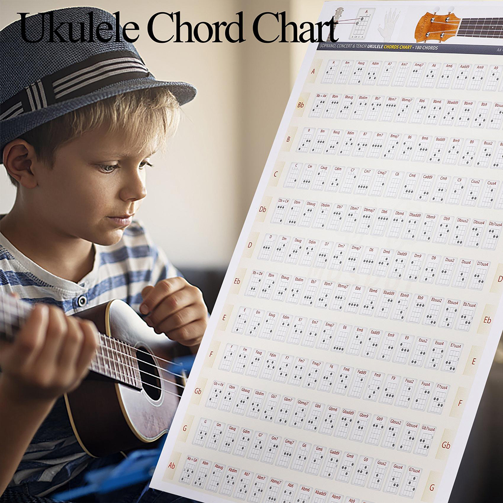 Ukulele Chord Sticker Diagram Poster Paper Diagram with All The