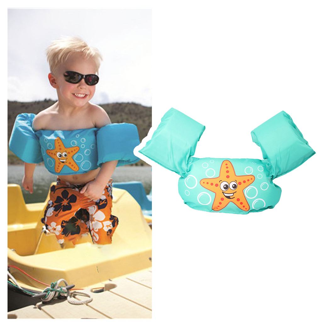 Cartoon Kids Baby Swim Vest with Shoulder Harness Arm for Age 2-8