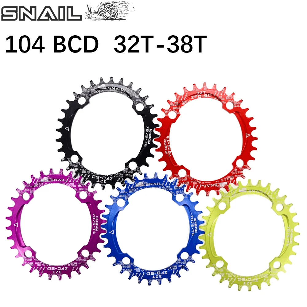Snail bike narrow Wide round oval chainring anillo BCD 104mm 30 32 34 36 38 40 42t 