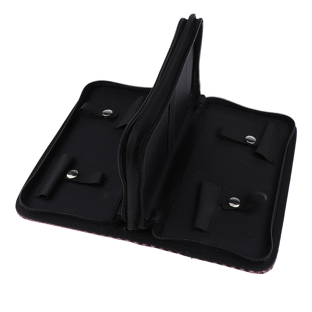 Haircutting Scissors Dual Zippers Layered Scissor Storage Bags Pouch Salon Shear Square Case