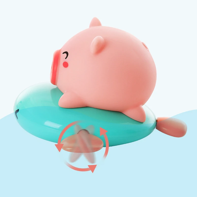 Cute Pig Swimming Wind-up Toys Children Bathing Toys Water Spray Water ...