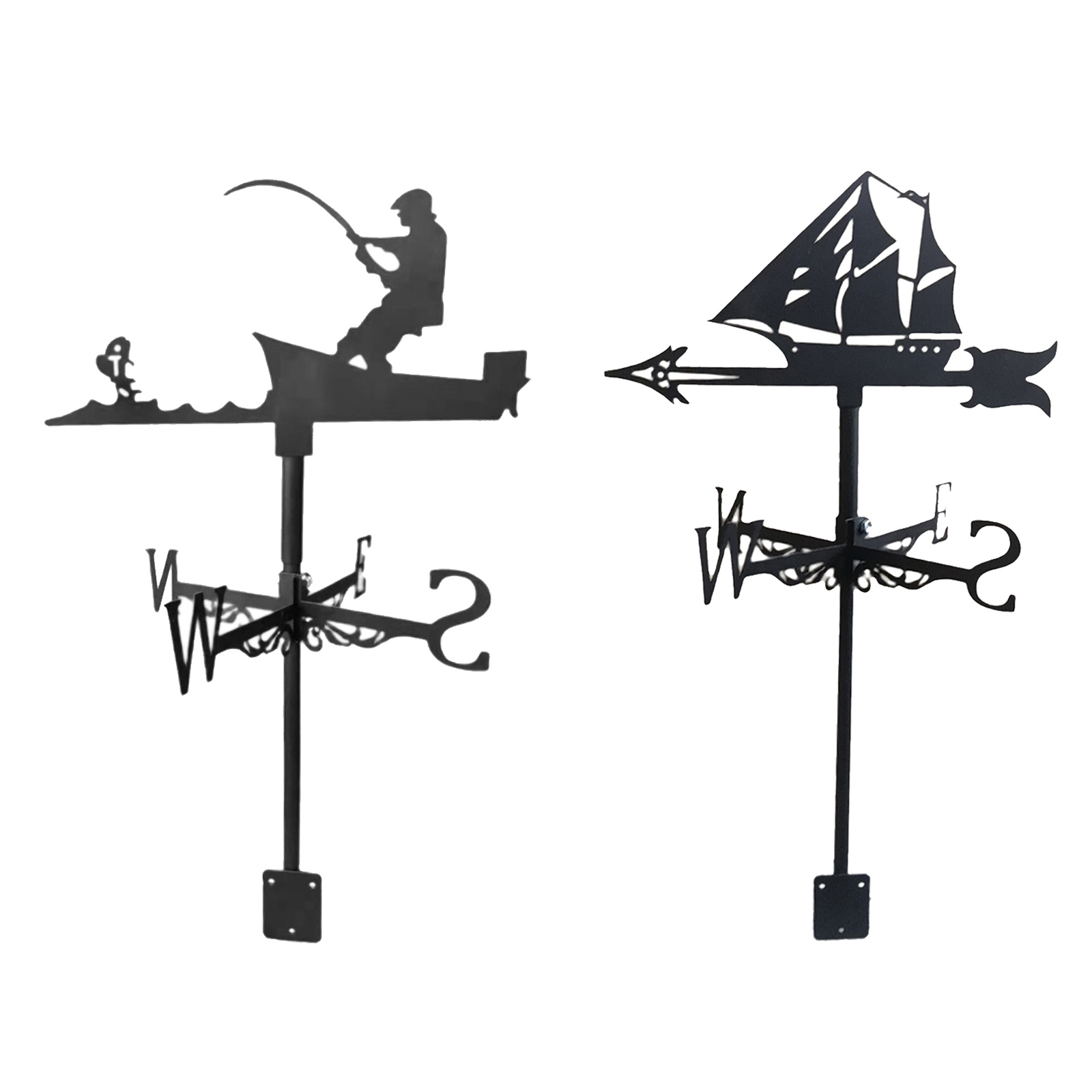Creative Metal Sailboat Wind Vane Wind Direction Indicator Outdoor Yard Garden Decor