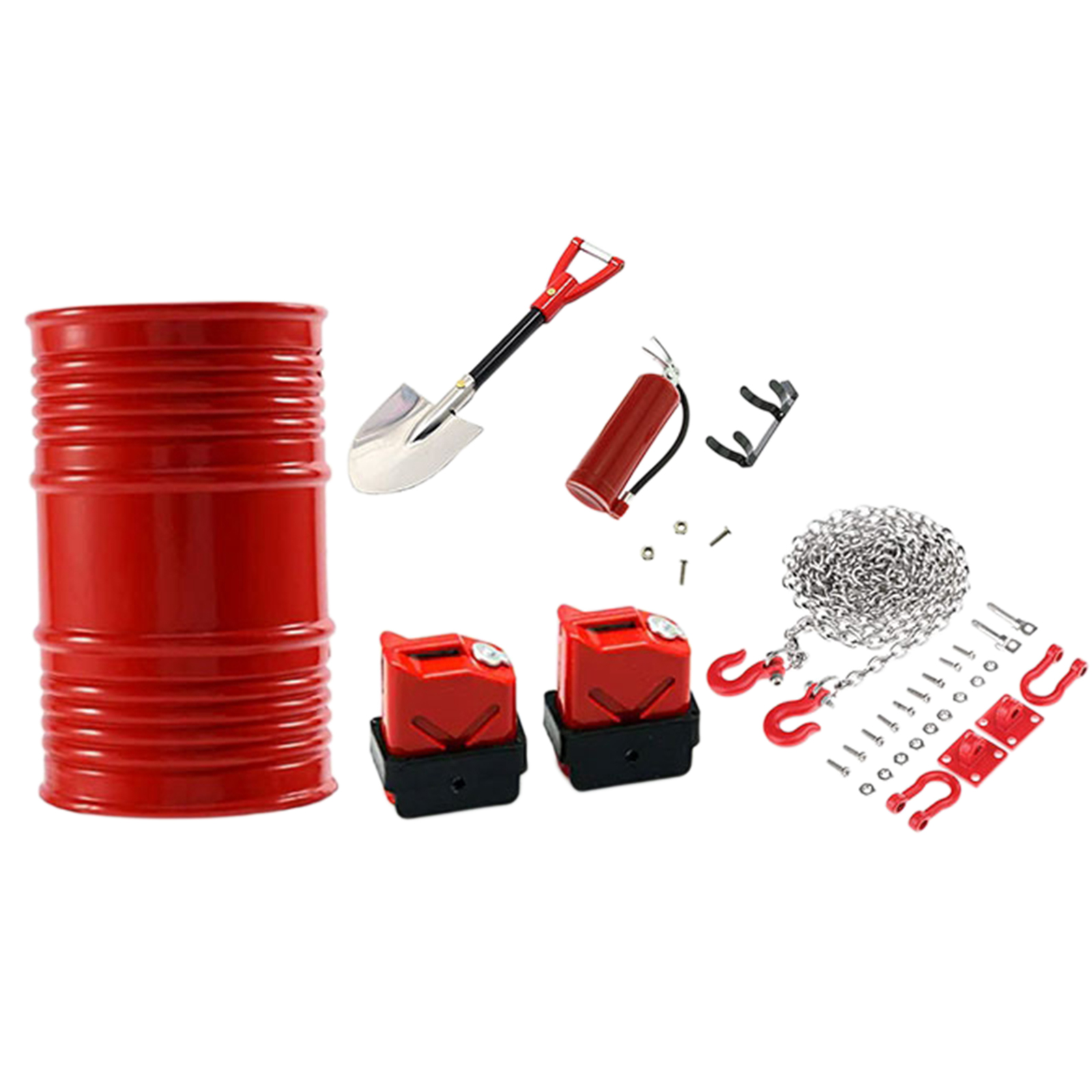 RC Car Decor Fire Extinguisher Set  Buckle,Chain Hook Oil Drum Model