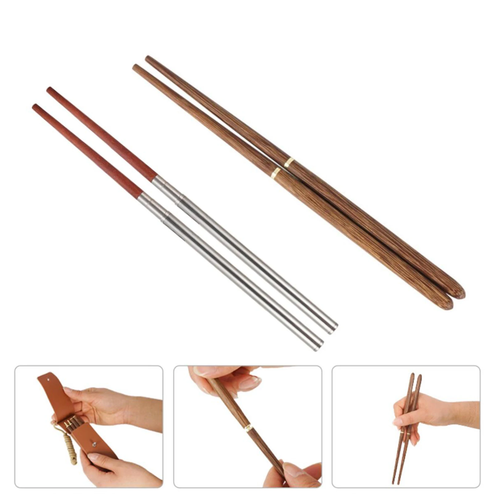Collapsible Wooden Chopsticks Tableware Camping School BBQ Fishing Hiking 