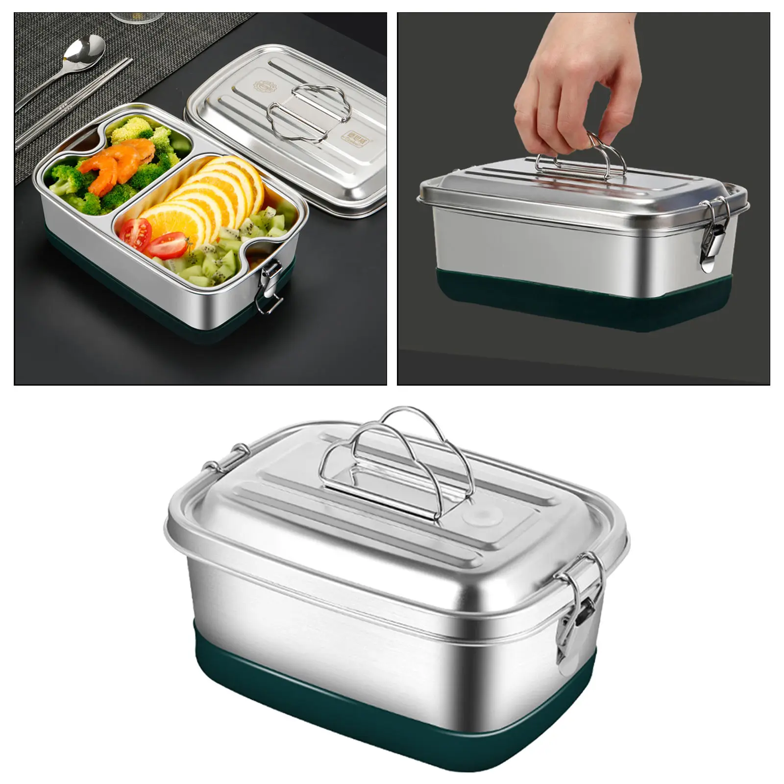 Food Container Sandwich Bento Dinnerware Stainless Steel For Kids Adults Lunch Box School Office Kitchen Sealed Storage